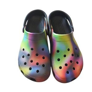 Crocs womens Sz 9 mens Sz 7 multicolor tie dye shoes